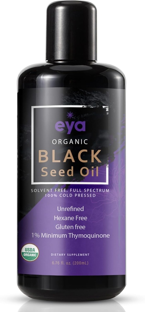Eya Vitamins, Organic Egyptian Black Cumin Seed oil (Nigella sativa), Cold-Pressed, helps to Support Healthy Gut for Digestive ' Immune System, Vegan (200ml)