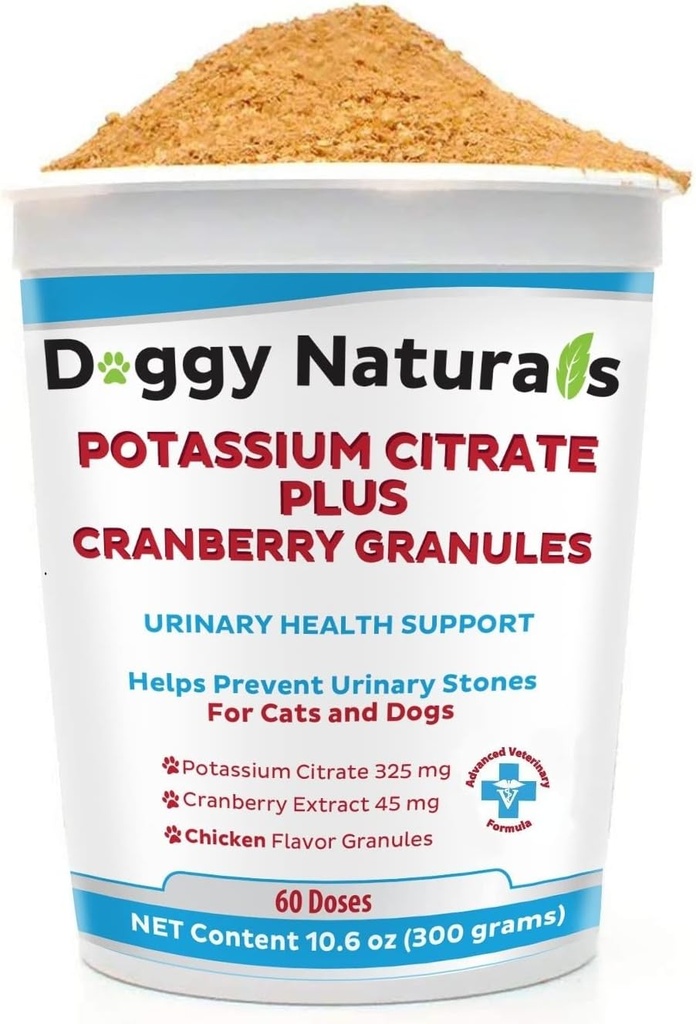 Citrát draselný plus brusinkové granule 300gm pro kočky a psy - Močový trakt Support- Pomáhá deter Formation of Calcium Oxalate Stones - Deters Blinder & Ledviny kameny (Made in U.S.A)