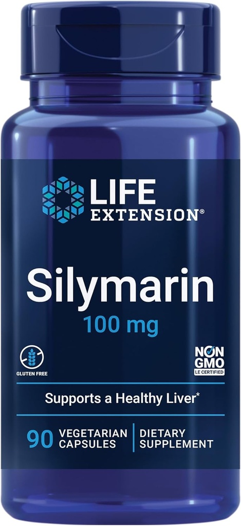 Life Extension Silymarin – Milk Thistle Extract – Podpira zdravje jeter – Gluten-free, Non-GMO, Vegetarian – 90 kapsul