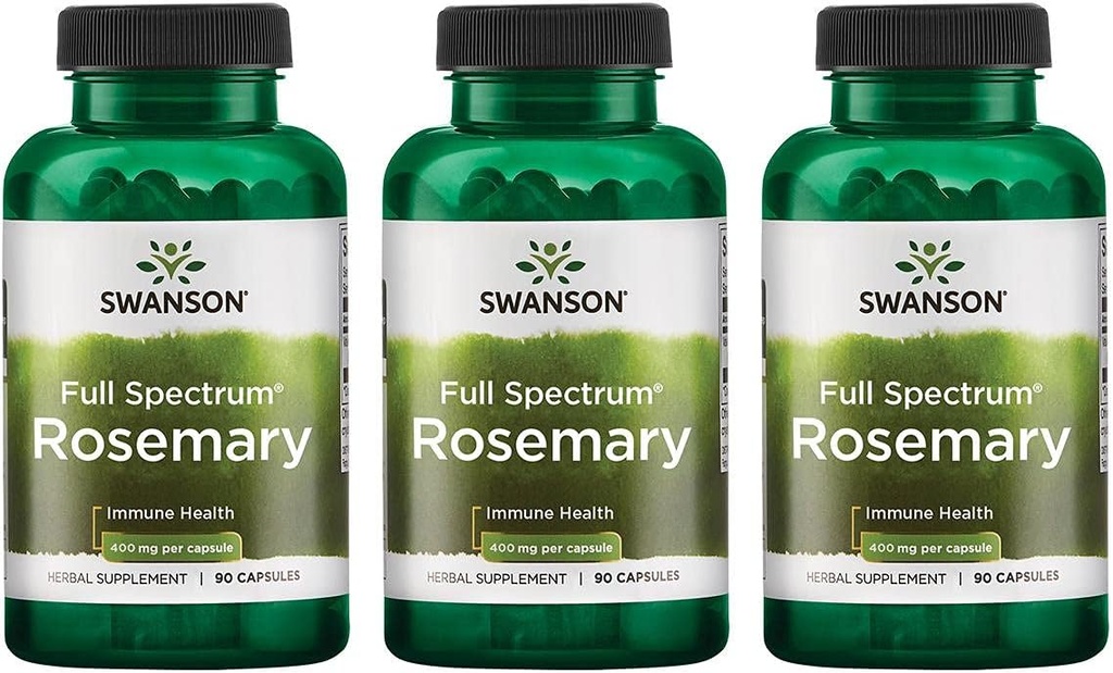 Swanson Full Spectrum Rosemary - Helbal suplementari Implementació de Salut Imne - Fórmula natural per ajudar a defensar el cos i la implementació en general - (90 Capsules, 400mg cada paquet) 3