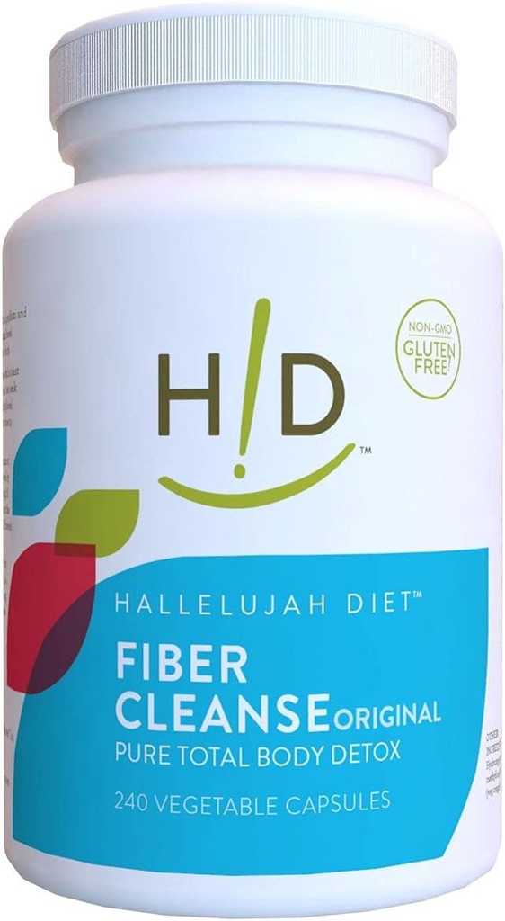 Hallelujah Diet Fiber Cleanse - Psyllium och Flax Seed-Based Capsules, hjälper till att eliminera gifter och återställa optimal tarmfunktion, naturlig kolon rengöringstillägg - (240 greve)
