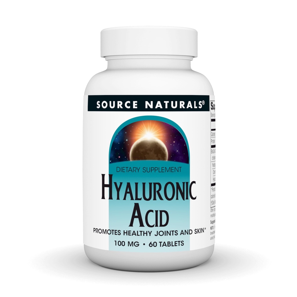 Source Naturals Hyaluronic Acid, 100 mg, Promotes Healthy Joints and Skin* - 60 Tablets