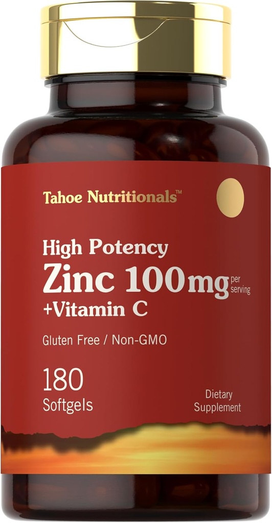 Carlyle Zync Supplement 100 mg with eptember C | 180 Softgels | Not-GMO, Glute Free | Thahoigraphals