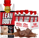 Lean Body Ready-to-Drink שוקולד Shake, 40g חלבון, Whey Bell, 0 Sugar, Gluten Free, 22 ויטמינים ומינרלים, LABRADA, 17 Fl Oz (Pack של 12)
