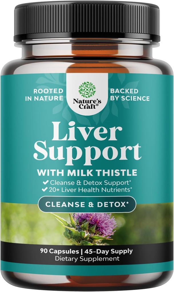 Liver Cleanse Detox & Reparasjon 90 kapsler - Herbal Liver Support Melk Thistle Supplement - Silymarin Melke Thistle Supplement med Dandelion Root, Choline, Beetroot & Artichoke Extract