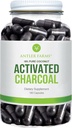 Fermes Antler - Charbon Activé 100% de noix de coco pur, 180 Capsules 260mg - Wild Harvested, coquille de noix de coco vierge, grade alimentaire USP, Steam Actived, Ultra Fine
