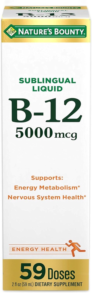 La natura Naturalas Bounty vitamina B12 5000 mcg Sublingüe, Salut vascular i suport a l'Energia cel·lular, 2 Oz (1 comte)
