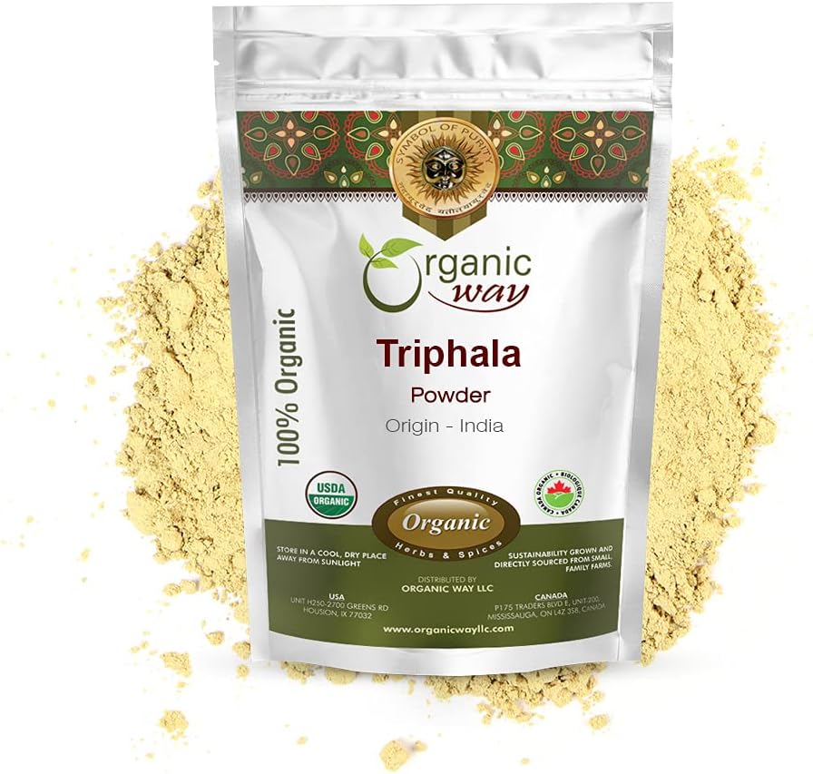 Toweralia de Way Organic Herbal Powder - Ala, Haritaki i Bibhitaki fórmula de l'Índia Kosher & USDACertified IN-GMO i Guten Free Guten gen  Tested for Met Metaly i Purity, 10 per cent cru de l'Índia GBS (8 Oz)