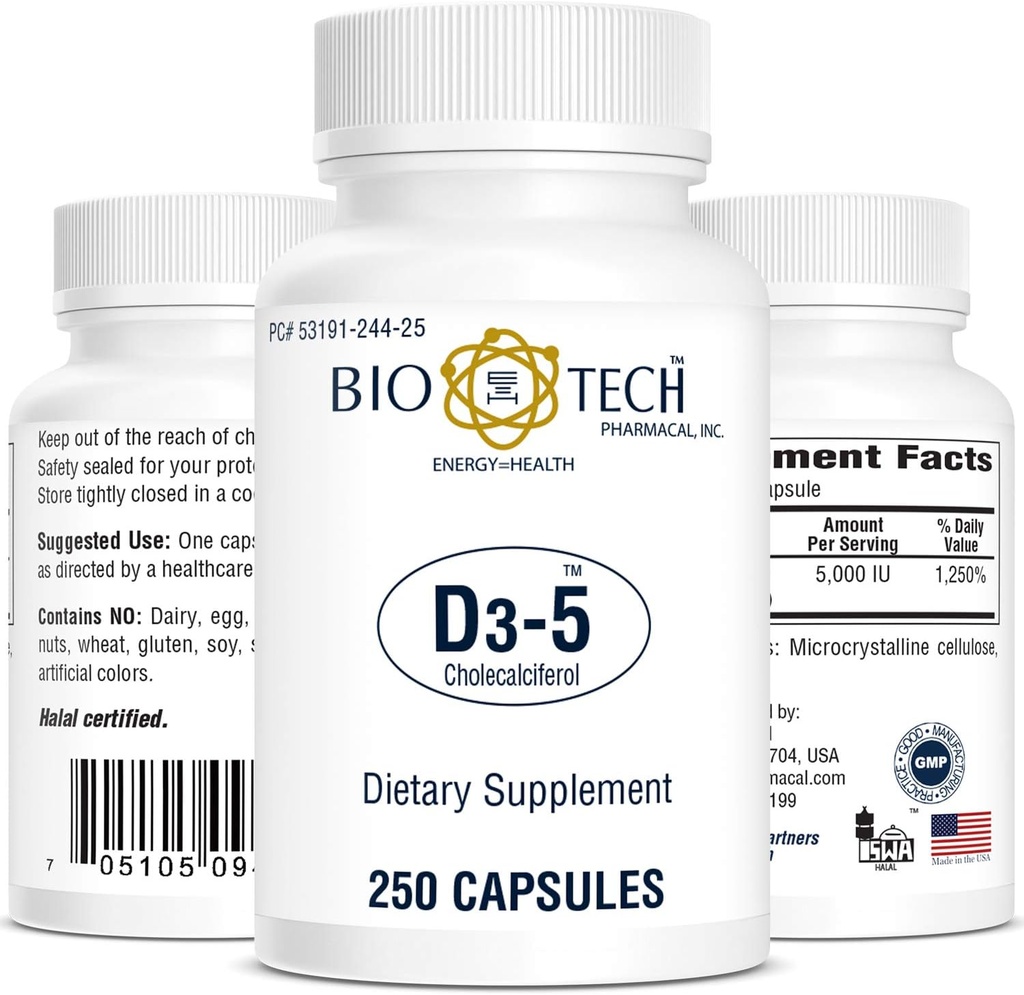Bio-Tech Pharmacal Vitaminad D3 (D3 5k IU, 250 comte)