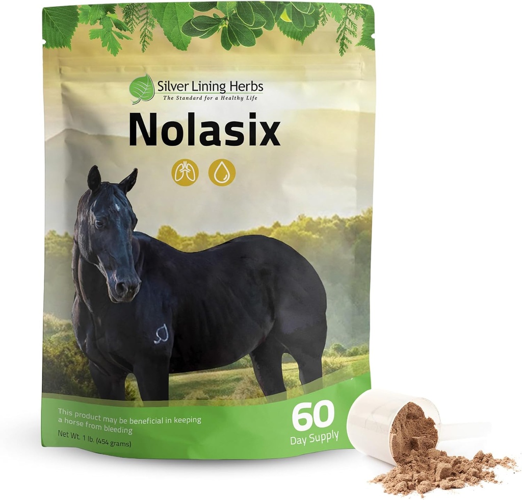 Hõbedane vooderdustaimed Nolasix Lung & Circulation Supplements for Horses - Natural Herbal Horse Supplement for Circulation, Heart Health & Lung Support - Normaalne hingamine & Vascular Support - 1 naela