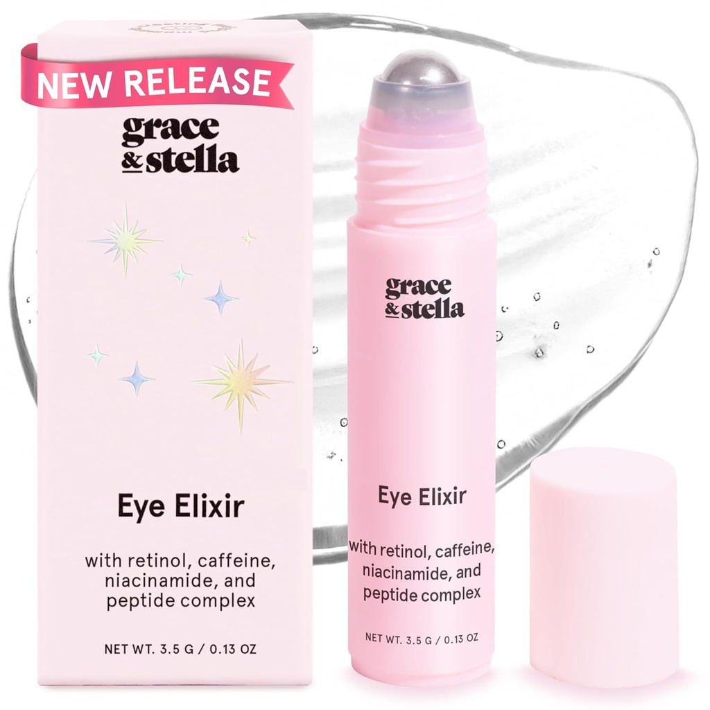 grace & stella Under Eye Serum - Retinol & Caffeine Eye Serum for Puffiness, Dark Circles, Wrinkles - Vegan Skincare