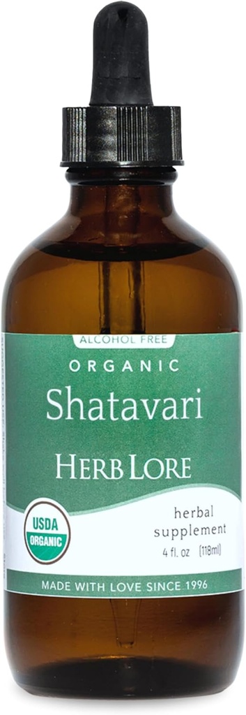 Herb Lore Organic Shatavari Root Extract Tincture - Liquid Shatavari Drops (Asparagus Racemosus) for Lactation and Wellness Support - Alkohol Free (4 fl oz)