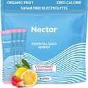 Nectar Energy Booster - Органічний кофеїн, B12 & Electrolytes - Sugar Free & Zero Calorie - Здорова кава, Енергетичний напій & Soda Альтернатива - Hydration & Energy Supplement (Straw. Lemonade 18 Packets)