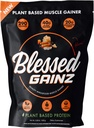 BLESSED Gainz Vegan Protein Powder Mass Gainer - 40g Plant Based Protein Powder - Meal Replacement Shake with Pea Protein Powder - Vegan Protein Shake - 40 Serving (Peanut Butter)