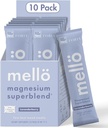 Mellö Magnesium Supplement Superblend Powder - Μαγνήσιο Γλυκινικό με L-Θεανίνη, GABA, και Trace Minerals - Υποστηρίζει τον ύπνο, χαλάρωση, και ισορροπημένη ενέργεια - Lavenderberry Flavor, 10-Pack, Singles