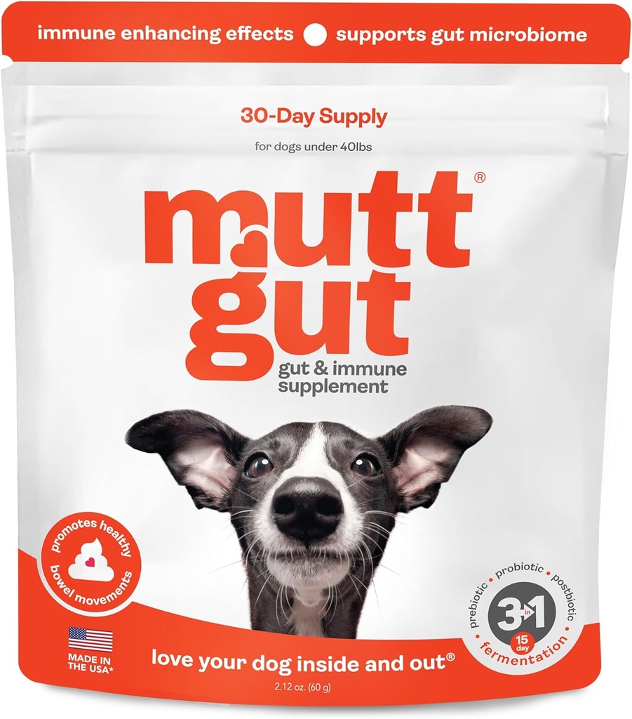 All-Naturlig 3-i-1 Hundeprobiotiske, prebiotiske og postbiotiske Supplement pulver - Probiotika for hunder med 135 milliarder CFU, antidiaré, dialyseive enzymer og antioksidanter (60g)