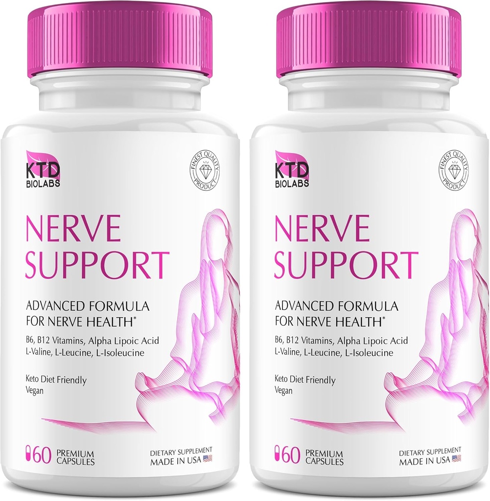 Pakning med 2 nerve Savior til neuropati 828mg, Advanced nerve Support, Renew til sund kost, Bedste Regen med Alpha Lipoic Acid, Vitamin D, B6, B12- 60 Kapsler