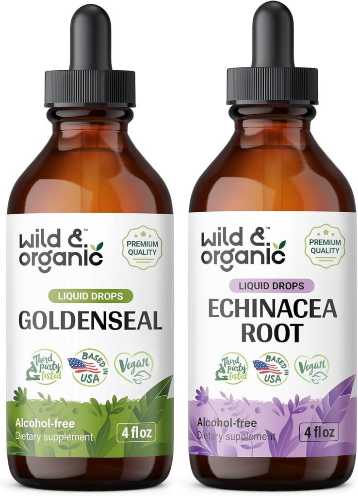 Wild " Organic Goldenseal Tincture 4 fl oz ' Echinacea Tincture 4 fl