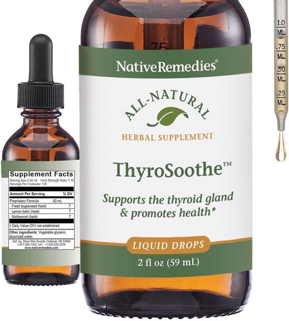 Native Remedies ThyroSoothe - All Natural Herbal Supplement Soothes The Thyroid Gland - Endocrine Sistemi və Thyroid Gland - 59 mL