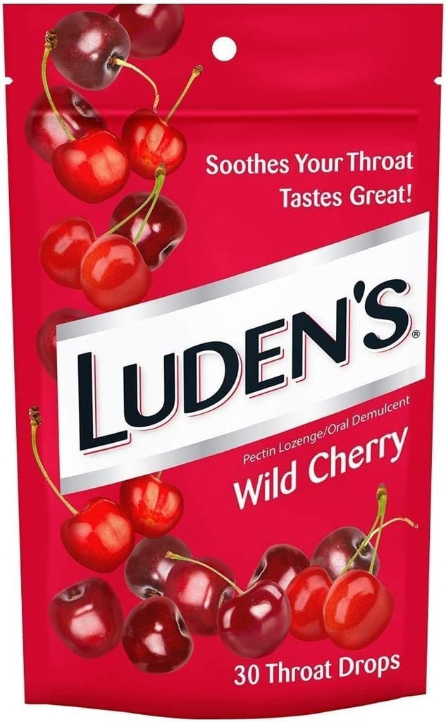 Luden's Throat Drops Wild Cherry 30 Drops (3 IEPAKOJUMS)