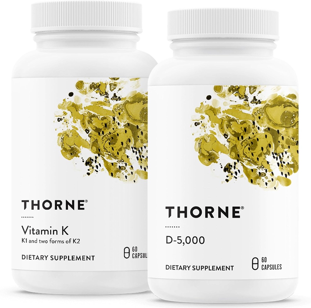 THORNE - Bone Health Bundle - ויטמין K & ויטמין D-5000 Combo עבור עצמות חזקות - 30 עד 60 משרתות