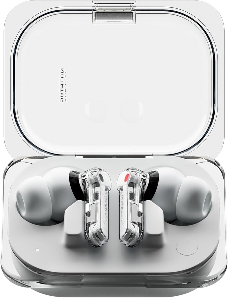 Nada Oír (a) Árbudos inalámbricos, Anulación híbrida 45dB Earbudos, Hi-Res Audio, Advanced Equaliser, Dual Connect, 6 Mics, 42.5H Tiempo de reproducción Áridos Bluetooth inalámbrico, Blanco