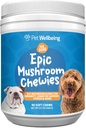 Animaux de compagnie Bien-être Epic Mushroom Chewies for Dogs - Soutien immunitaire, santé cognitive, support de stress adaptogène avec Reishi, Chaga, Lion's Mane Functional Mushrooms - Vétérinaire-formulé 90 Chews doux