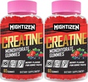 Creatine for Men & Women Creatine Monohydrate Gummies, Creatine Monohydrate לשרת עם Tairine & ויטמין B12, Pre-Workout for Max Power, Energy & Endurance - 2 Pack