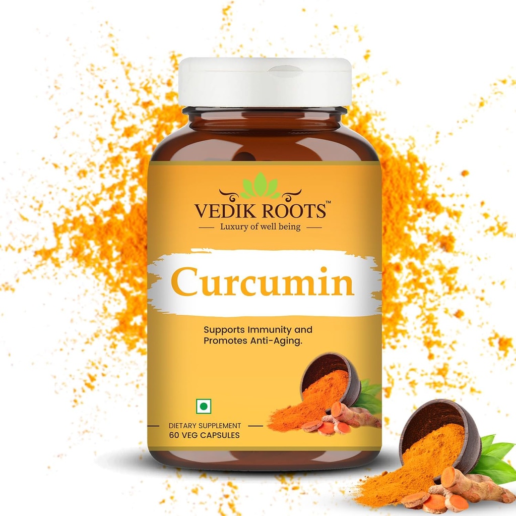 Curcumin Capsules - 抗氧化剂属性 QQ 联合慰藉和抗衰老 炎症救济 QQ 60 Veg Capsules (60)