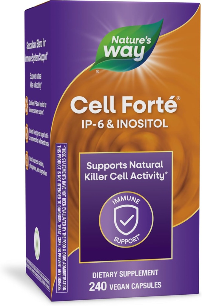 Sel Cara Alam Forte IP-6 & Inositol Dukungan Imune dengan Kalsium, Fosfor, dan Magnesium *, Gluten- Bebas, Vegan, 240 Capsules (Packing May Vary)