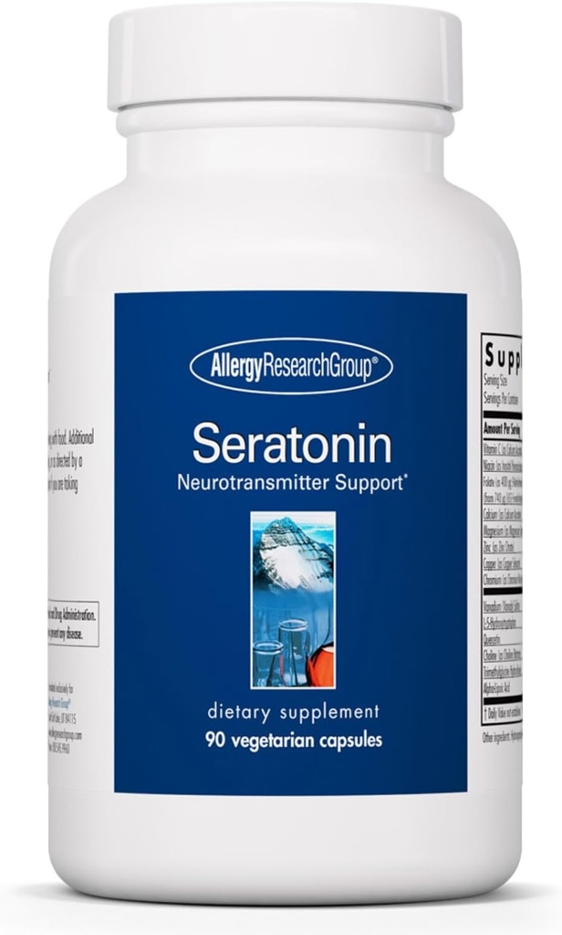 Alergija Research Group Seratonin Supplement - Serotonin Booster, Stres in podpora za spanje, Serotonin dopolnila za moške in ženske, Serotonin tablete - 90 Vegetarijanske kapsule