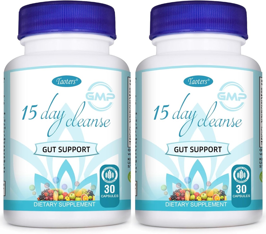 15 Day Cleanse Gut Support 2 Pack Reg 124; Broom Colon, Suplement detox z Senna, Cascara Sagrada i Pyllium Husk, dla mężczyzn i kobiet 124; Razem 60 Kapsułki