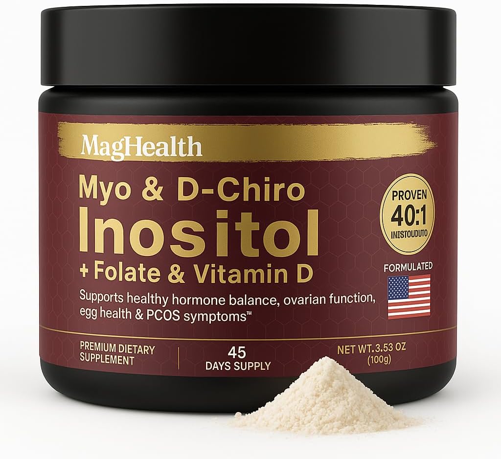 Inositol Powder - Myo & D-Chiro Inositoli + Folaatti ja D-vitamiini - 40:1 suhde - 45 päivän tarjonta - Säännöllinen kuukautis- ja hedelmällisyystuki ...