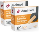 Dealmed Sheer Plastic Flexible Adhesive Bandages – 100 Count (2 Pack) Bandages with Non-Stick Pad, Latex Free, Wound Care for First Aid Kit, 3" x 3/4"
