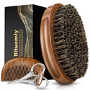 Brada krtačo, naravni boar breskev brazda čopič za moške in les sandalwood pocket bradd Comb set, facial las struženje komplet z Mustache škarje kot Styling orodje, rast, Detangles, Shine