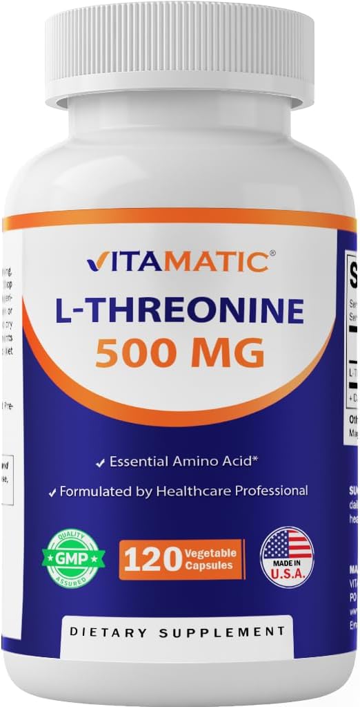 Vitamatic L-Threonine 500mg - 120 Bitki Kapsülləri Sağlamlı Liver, Cardiovascular və Struktur funksiyaları
