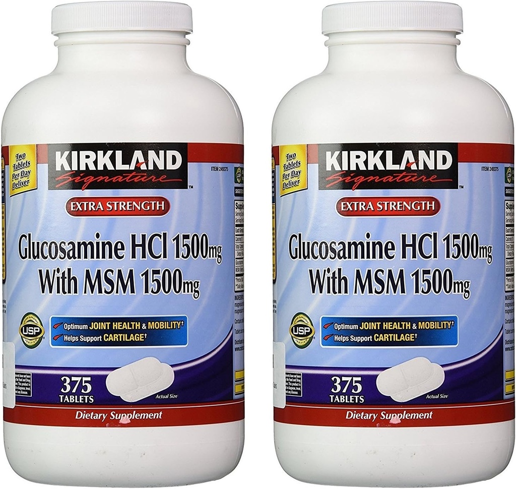 Kirkland Sinadura Glucosamine MSM, 375 Tablets (2 Pack)