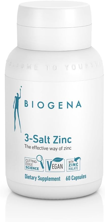 Biogena 3-Sal Zinco - Três compostos orgânicos de zinco altamente biodisponível - 60 Cápsulas
