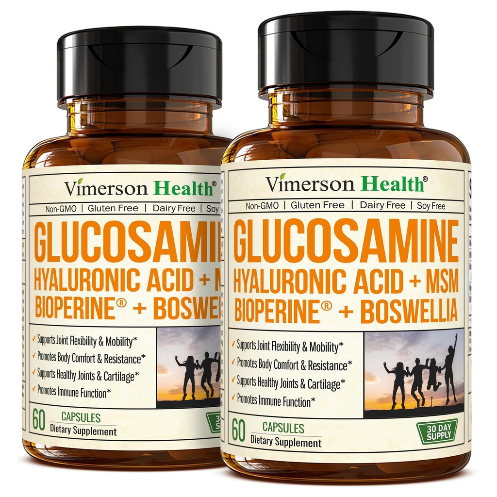 Joint Support Supplement with Glucosamine Sulfate, Hyaluronic Acid, Boswellia & MSM – Supports Joint Health, Mobility & Bone Strength – for Daily Use – FSA Eligible 2 Pack
