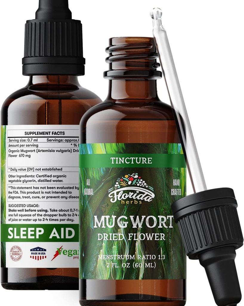 Mugwort 추출 액체 드롭 – 유기 휴식, 수면 지원 드롭 – 자연 Mugwort Tincture - 미국에서 만든 - 2 Fl Oz