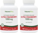 NaturesPlus Ultra Cranberry 1000-180 Sustained Release Tablets, Pack de 2 - Apoia un tracto urinario saudable - Non GMO, Vegetarian, Gluten Free - 180 Total Servings
