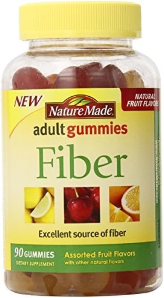 Nature Made Fiber Voksen Gummies, Diverse Frugt 90 ea (Pakke med 3)