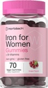 Horbäach Iron Gummies for Women | 70 Count | Grape Flavor | Supplement with B bitamina Folate and Zinc | Vegan, Ez-GMO eta Gluten Free