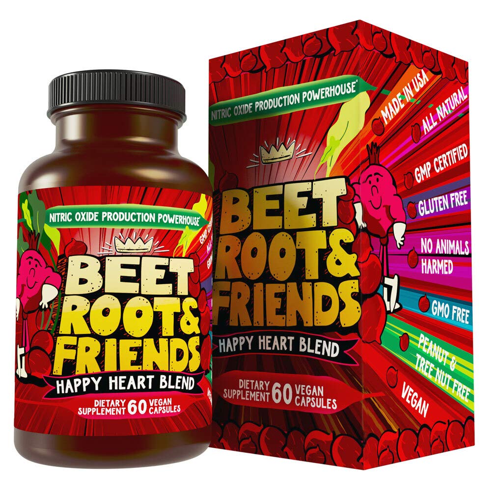 Beet Root Capsules - Circulation, Heart-Healthy Energy - w Grape Seed Extract & Ginseng 60 Count Vegan