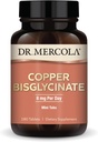 Dr. Mercola Copper Bisglycinate, 90 Servings (180 Tablets), Suplementos dietéticos, 8 mg por día, Mini Tabs, Apoyos Salud general, No GMO