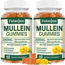 Mullein Gummis für Lunge | 2000mg Mullein Blatt Extrakt für Atem- und Immununterstützung | Pure Vegetarian Mullein Gummies Kräuter | Weich und Non Sticky | Mango Flavor | 2 Pack