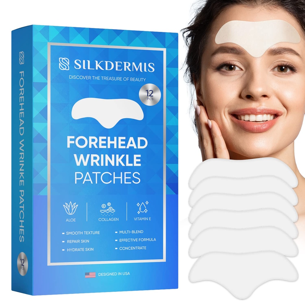 Forehead Wrinkle Patches 12Pcs עם Aloe, Collagen, ויטמין E, Anti Wrinkle Patches, Forehead Wrinkles Treatment