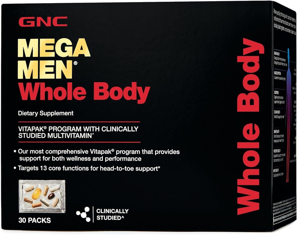 GNC Mega Men Whole Body Vitapak stöder Wellness and Performance | 30 Count