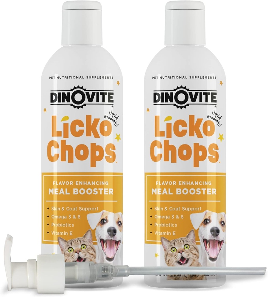 Dinovite Likosop for Dog & Cat Supplement upplement upd with โอเมก้า-6, 3 Fatty acids, Protos and eptember E, 16 Oz with Pumpm